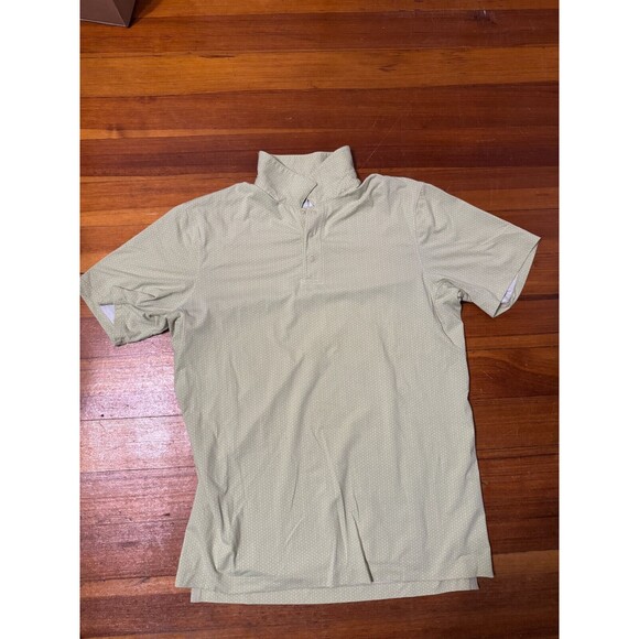 Lululemon Snap Front Polo Green Systematic White Opal Dew Men's Medium M3CY1S - Picture 2 of 5